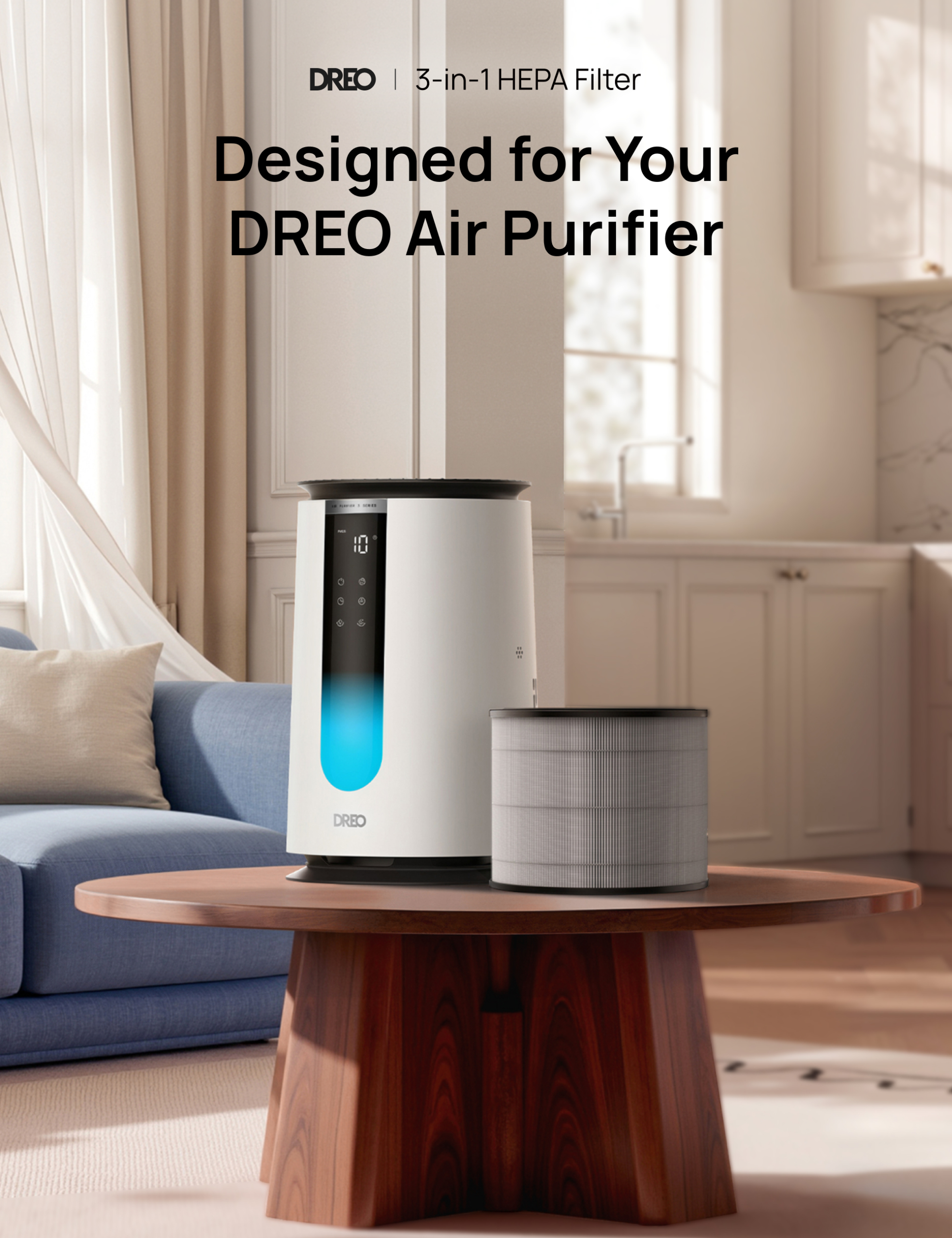 Air Purifier 3-in-1 HEPA Filter For 338/338S Black/White - Image 3