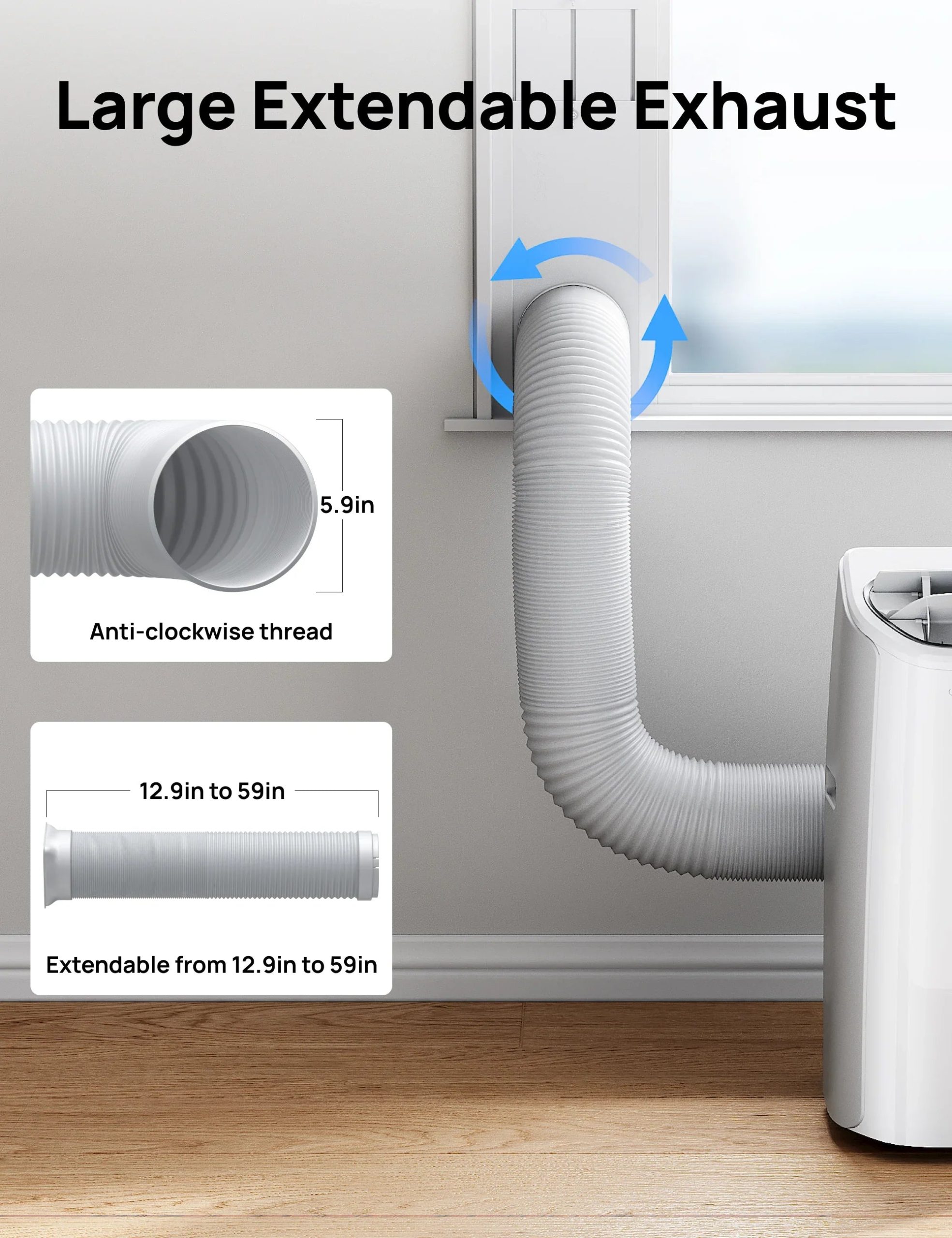 DREO Portable Air Conditioner Single Hose Kit (AC318S. AC319S. AC515S. AC516S) - Image 2