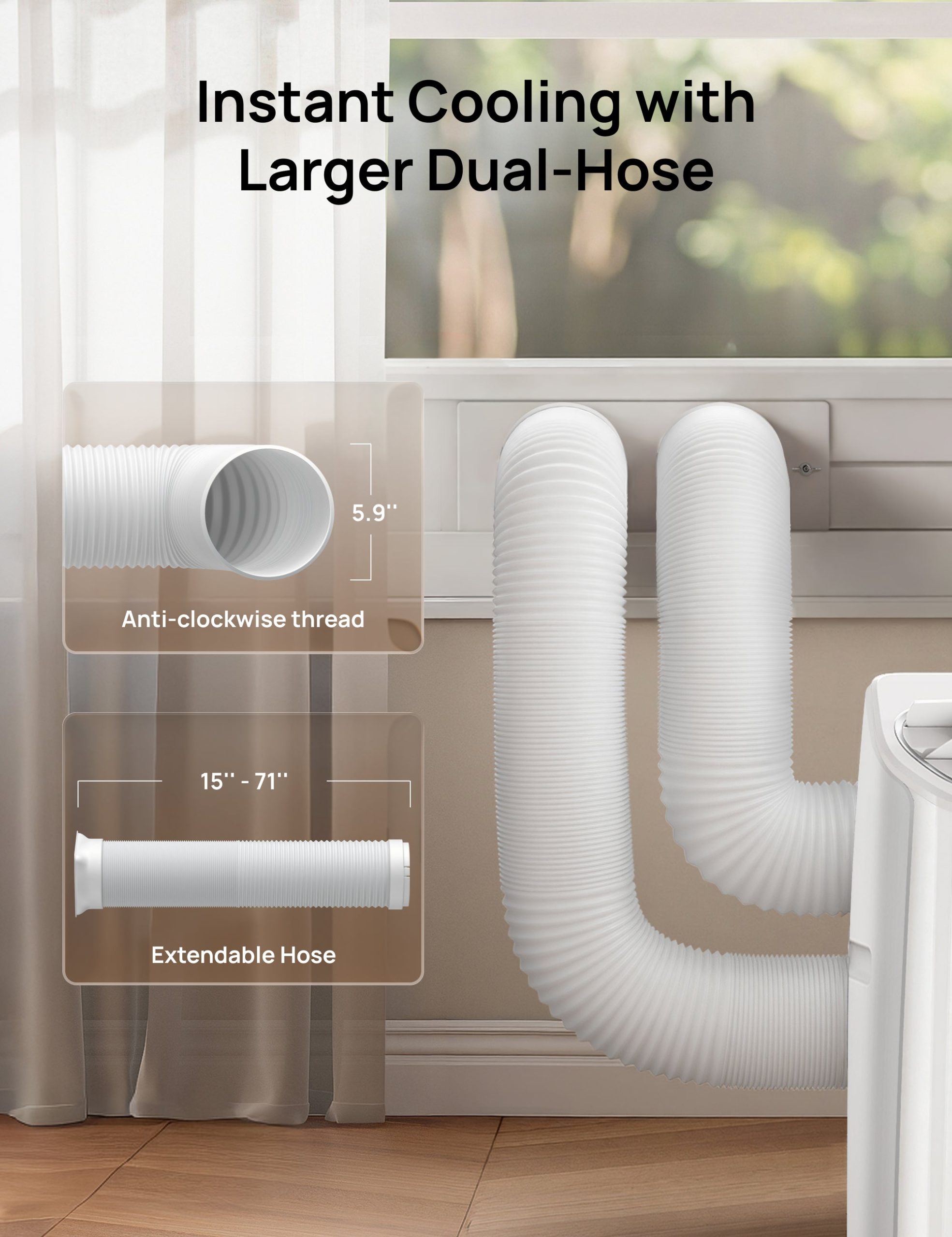 Portable Air Conditioner Dual Hose Kit (AC515S. AC516S. AC740S) - Image 4
